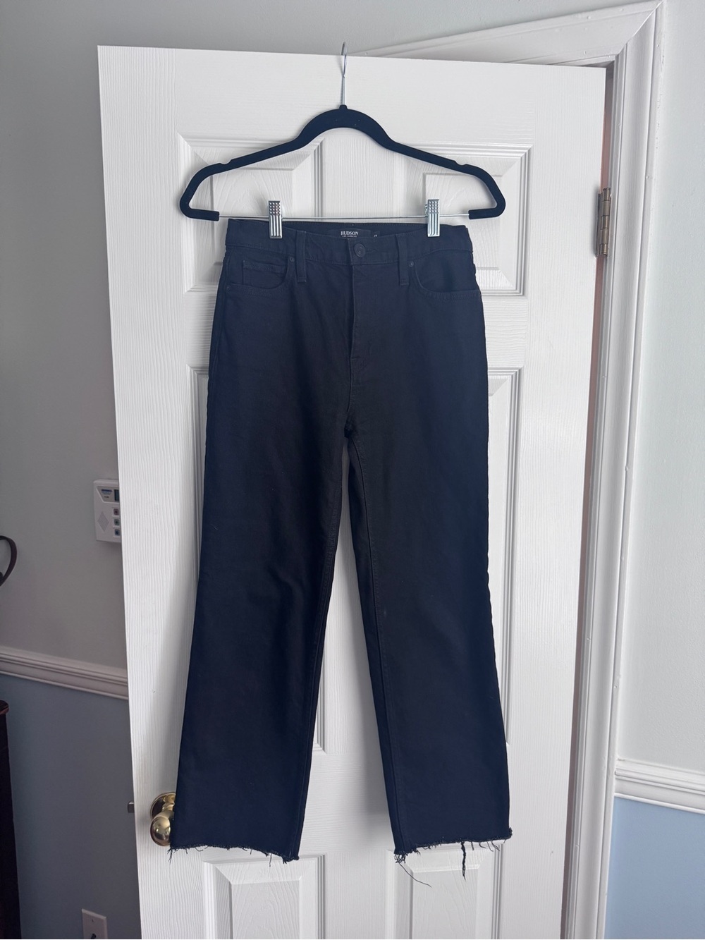 Hudson Remi Jeans Womens 25 Worn In Black High Rise Straight Crop Raw Hem